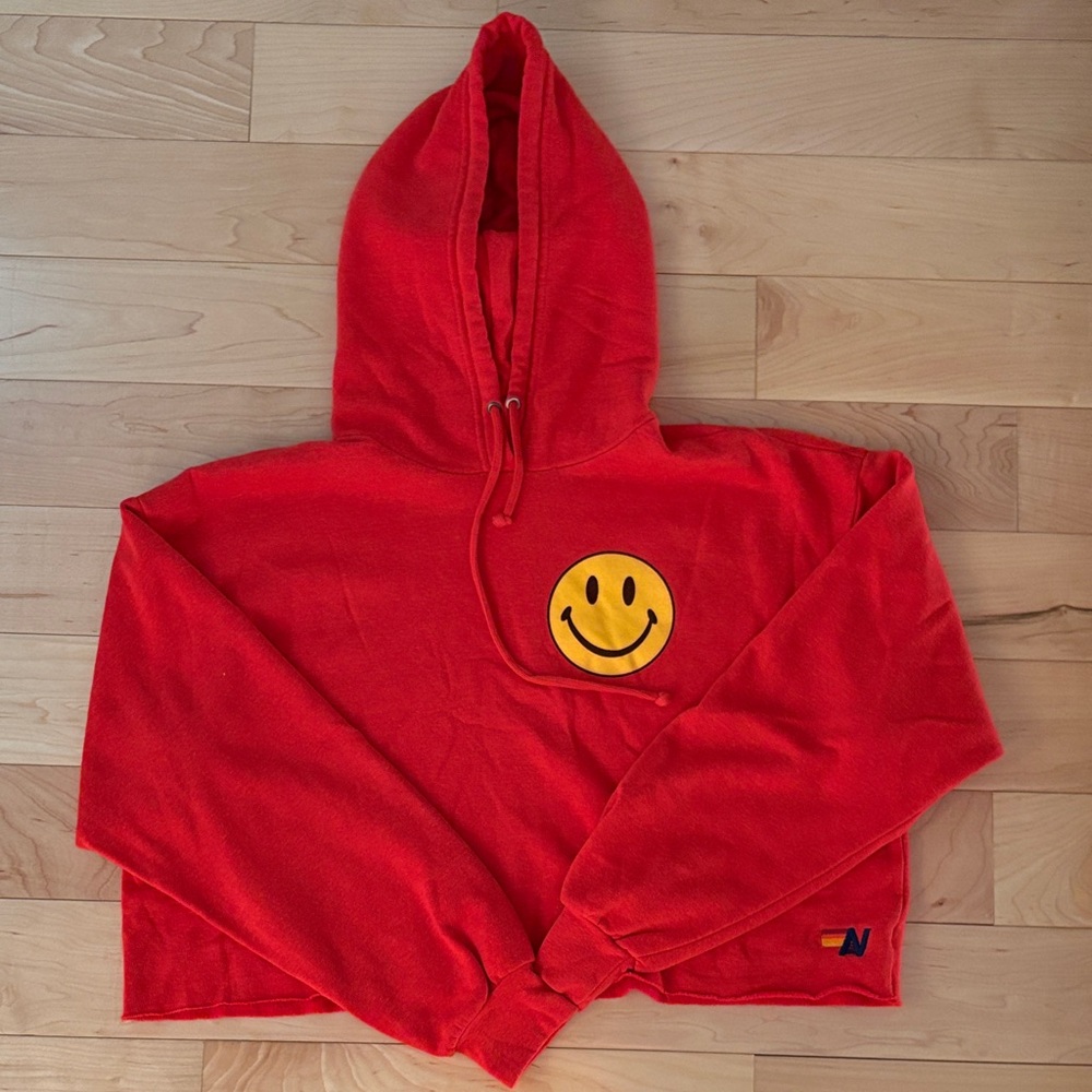 red aviator nation cropped hoodie